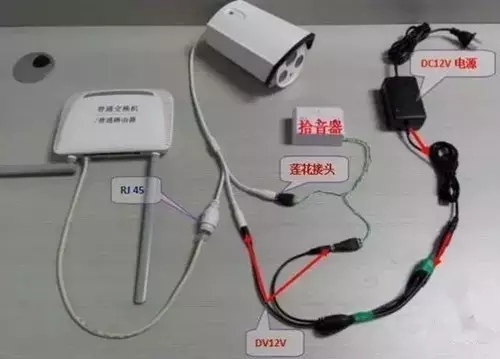 自制一拖二攝像頭與拾音器供電示意圖